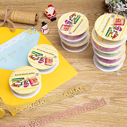 Shindel Lace Washi Tape, 15 Rolls Glitter Washi Tape 50Ft Hollow Out Decorative Tapes for DIY Scrapbook Gift Box Craft Decorations