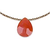 Sol N Touch Sól Signature Series - Natural Gemstone Necklaces for Women - Pear Cut Faceted Cute Necklaces Gifts for Women & Teens - 17"-19" Long Steel Jewelry Wire Cable