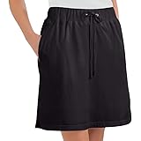 Collections Etc Drawstring Cotton Knit Pull-On Skort with Elastic Waistband - Casual Summer Apparel