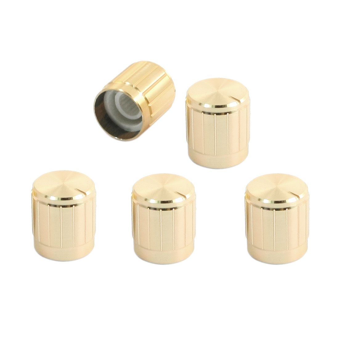sourcingmap 5 Pcs Gold Tone 6mm Insert Dia. 15x16.5mm Potentiometer Control Knobs