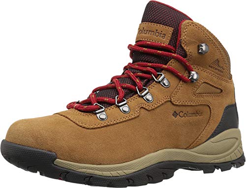 Columbia Women's Newton Ridge Plus Waterproof Amped Hiking Boot, elk, Mountain red, 5 Wide US