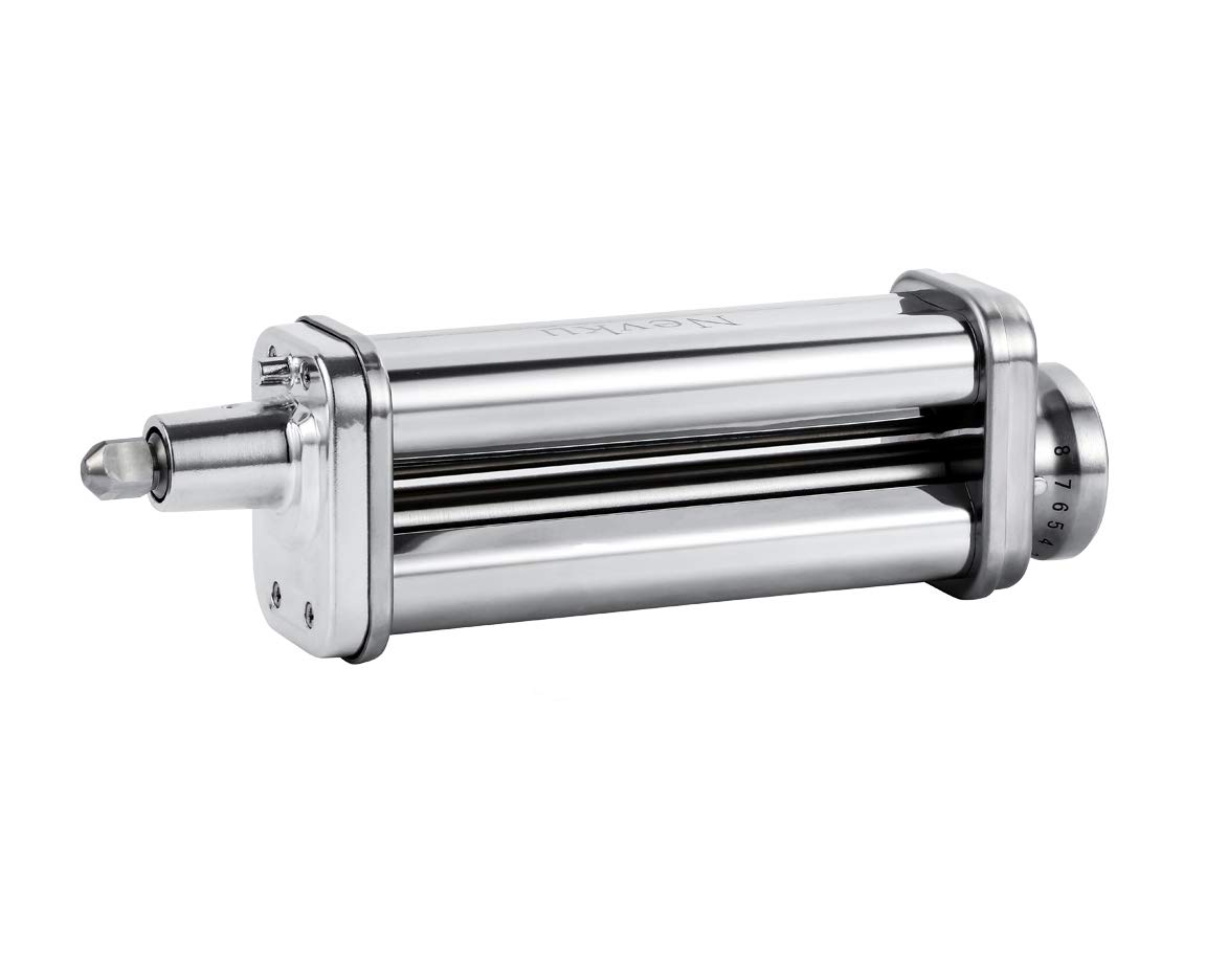 Pasta Roller Attachment for KitchenAid Stand Mixer, Stainless steel Pasta Roller Attachment with 8 Adjustable thickness knob, Stainless Steel Pasta Maker accessory Machine