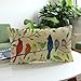 Bokeley Pillow Case, Cotton Linen Rectangle Flowers Birds Print Decorative Throw Pillow Case Bed Home Decor Cushion Cover (B)