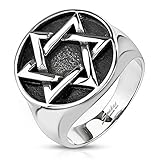 STR-0248 Stainless Steel Star of David Medallion Cast Ring