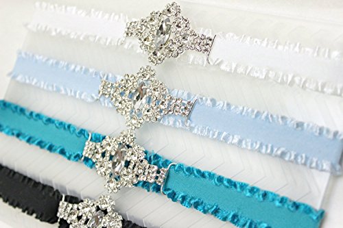 image for Brilliant Bride Wedding Garter, Something Blue Snowflake Garter - Turq