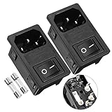 uxcell AC 250V 10A DPST Rocker Boat Switch IEC320 C14 Male Jack Power Inlet Socket w 5mm x 20mm Fuse 2Pcs