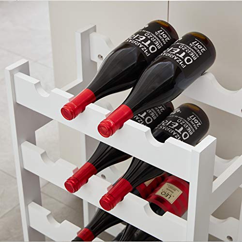 Sunon Wine Rack 5 Tier 20-Bottle Wood Wine Holder Freestanding Wobble-Free Storage Stand Display Wine Shelf (White)