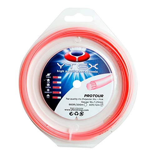 YTEX Protour Pink Tennis Racquet String Set (16L Gauge, 1.25mm)