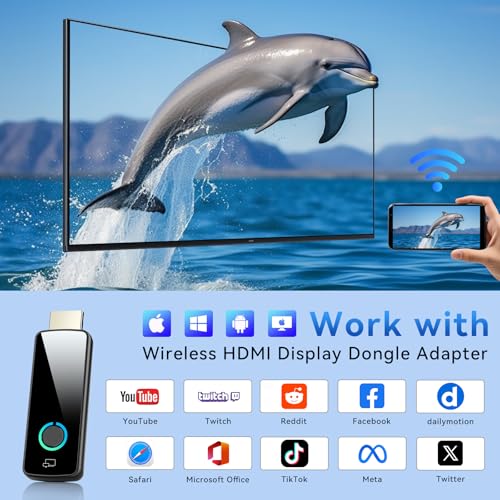 Wireless HDMI Adapter, Miracast Dongle / Airplay / Screen Mirroring for TV/Projector from iOS/Android/Windows - Portable HDMI WiFi Transmitter (W3401)