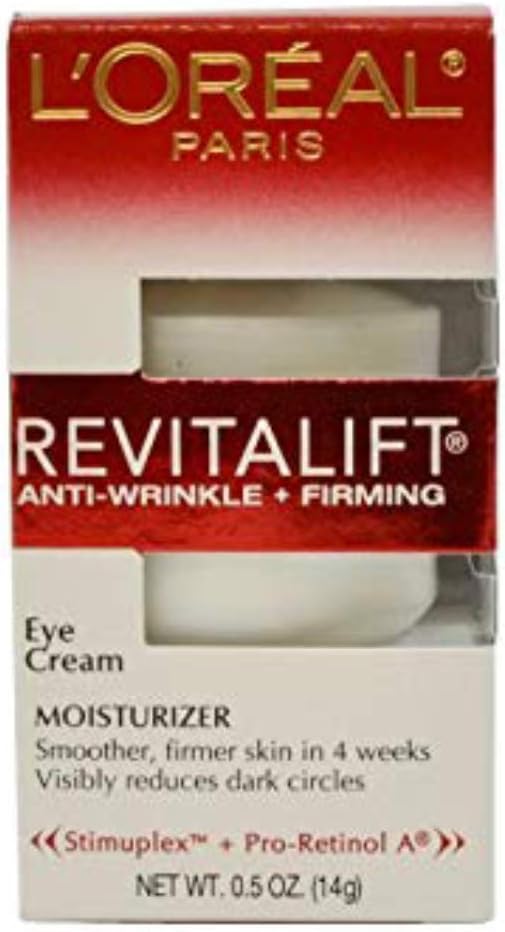 Eye Cream with Pro Retinol, L'Oreal Paris Skincare Revitalift Anti-Wrinkle and Firming Eye Cream Treatment to Reduce Dark Circles, Fragrance Free, 0.5 oz.: Beauty