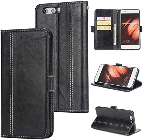 GeorgeB- Huawei P10 Plus Wallet Case, Slim & Soft Premium Leather Case with Card Slots/Kickstand Folio Flip Case for Huawei P10 Plus (Color : Black)