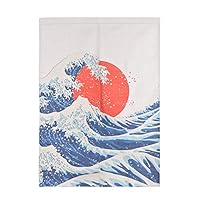 Xcellent Global Hanging Japanese Noren Curtain Panel with Fringe Sea Wave Custom Made Curtain Doorway Panel Room Dividers for Partition Home Restaurant 33.5 X 47.2 Inch (#0)