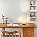 HAITRAL Bedside Desk Lamp - Modern Minimalist Table Lamp with Fabric Shade Nightstand Light for Bedroom, Living Room Office, College Dorm, Kids Room, Cylinder