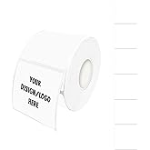 Yeachlaing 2"x2" White Square Thermal Label Stickers,Self-Adhesive Square Direct Thermal Labels,500 Sheets with Perforation Line in ROLL