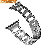 Bling Bands for Apple Watch Band 42mm for Women, Hotodeal Stainless Steel Metal Replacement Iwatch Wristband Sport Strap Replacement for Apple Watch Nike+, Series 3/2/1, Sport, Edition, Black