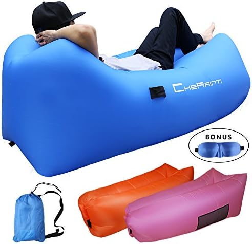 Inflatable Lounger Air Lounger Sofa Indoor/Outdoor Lazy Bag Portable Air Beds Sleeping Sofa Couch for Beach Travelling Camping Backyard, Square Back, Inflates in Seconds (Royal Blue)