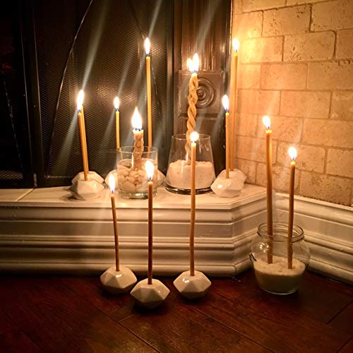 Votprof 30 Natural 100% Pure Beeswax Taper Candles (8 in) Natural Honey Scent, Dripless, Smokeless, Nontoxic