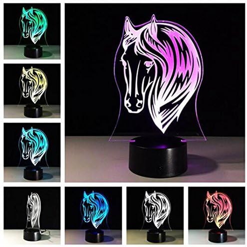 lovelty Horse 3D Lamp 7 Color Change Led USB Acrylic Small Night Light Indoor Atmosphere Lamp Kids' Toys and Gifts