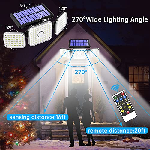 Solar Lights Outdoor, 132 LED 1500LM Solar Security Flood Lights with Remote Control, Wireless