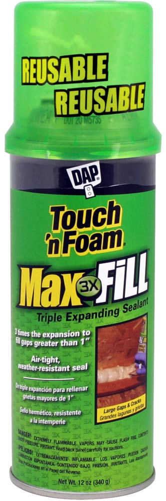 DAP Touch ‘n Foam Max Fill Maximum Expanding Foam Sealant, Off White, 12 Oz (7565000043)