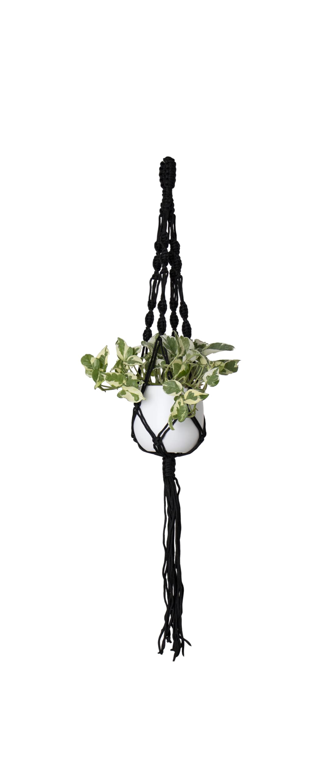 Artevasi Macrame Plant Hangers, Indoor and outdoor Wall Hanging Planters, Handmade Cotton Rope, Flower Pots Holder Stand, Single spiral knot (Black, 39 inch)