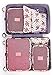 6Pcs Travel Storage Bags Clothes Packing Cubes Luggage Organizer Pouch (pink cherry 2)