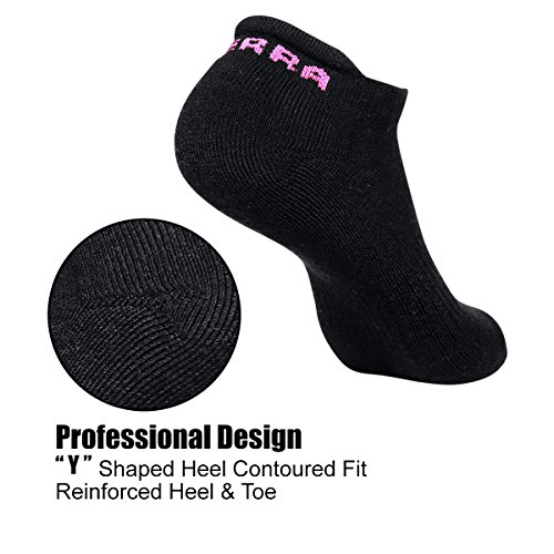 LITERRA Women’s 6 Pack Hidden Athletic Cushion Single Tab Running Socks No Show Sport Seamless Toe Sock (Black)