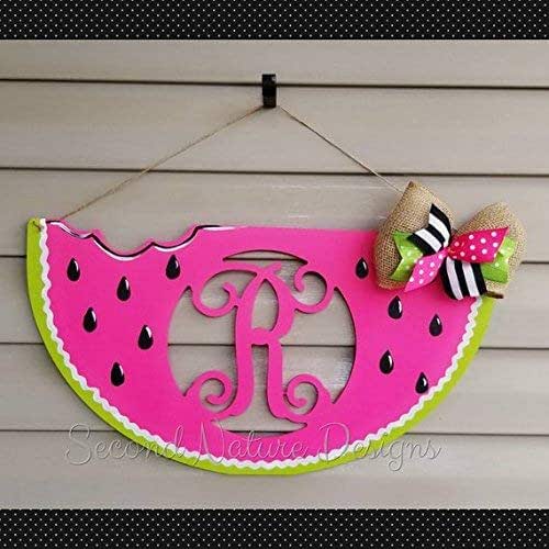 Monogram Watermelon Door Hanger/Wood Summer Door Hanger