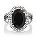 Gem Stone King 925 Sterling Silver Black Onyx Ring For Women (6.44 Cttw, Oval 14X10MM, Gemstone Birthstone, Available In Size 5, 6, 7, 8, 9)