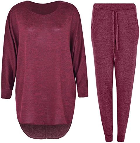 2 Piece Track Suit Set High Low Top and Bottoms Casual Loungewear Sweatshirt Joggers Set