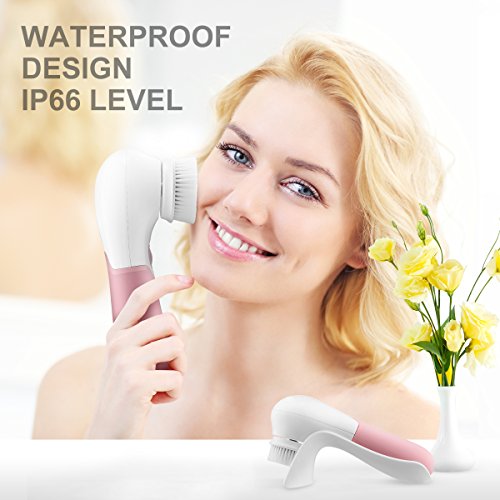 Face and Body Skin Cleansing Brush System with 3 Detachable Brush Heads and Handle – Scrub Microdermabrasion Exfoliator Brush for Deep Pore Cleansing,Removes Blackheads