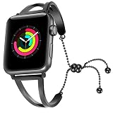 fastgo Bracelet Compatible for Apple Watch Band 38mm 42mm, 2018 Dressy Fancy Jewelry Bangle Cuff for Iwatch Bands Series 4 3 2 1 Women Girls Adjustable Stainless Steel Pendant (Black-38mm 40mm)