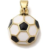 Clotiry 10Pcs Brass Football Pendants Enamel Soccer Ball Sport Charms DIY Bracelet Necklace Jewelry Making