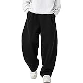 Mens Baggy Sweatpants Wide Leg Casual Elastic Waist Drawstring Athletic Loose Jogger Fall Sweat Pants with Pockets