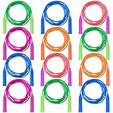 Aneco 12 Pack Jump Rope Set Colorful Outdoor Jump Ropes 7.3 Feet Jumping Ropes for Kids Great Birthday Party Sports Activities Favors Gift