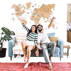 Enjoy The Wood 3D Wood World Map Wall Art Large