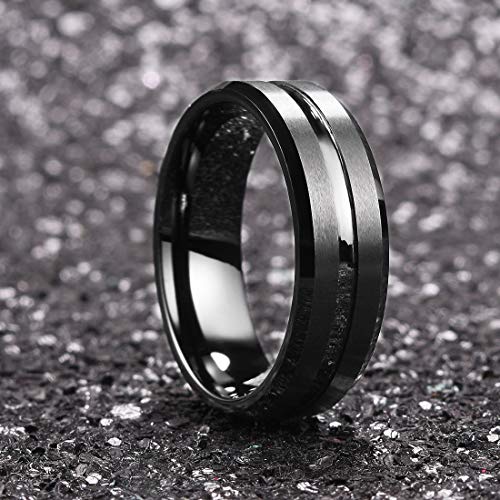 King Will Classic 8mm Black Tungsten Carbide Wedding Band Ring Polished