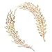 Aegenacess Gold Leaf Wedding Headband Greek Goddess Branch Roman Dainty Hair Crown Head Dress Boho Accessories for Bride Costumes Halloween