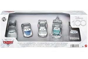 Mattel Disney and Pixar Cars Set of 5 Collectible Character Toy Cars & Trucks Inspired by Mattel Disney's 100 Years of Wonder