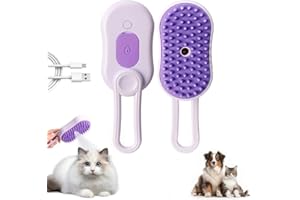 BUSYLIVE Cat Steam Brush,2025 Upgrade Pet Steam Groomer Comb, 3 In 1 Hair Water Brush for Cats,Multifunctional Hair Removal Comb for Shedding Cat Grooming Kit Supplies (Pouple)