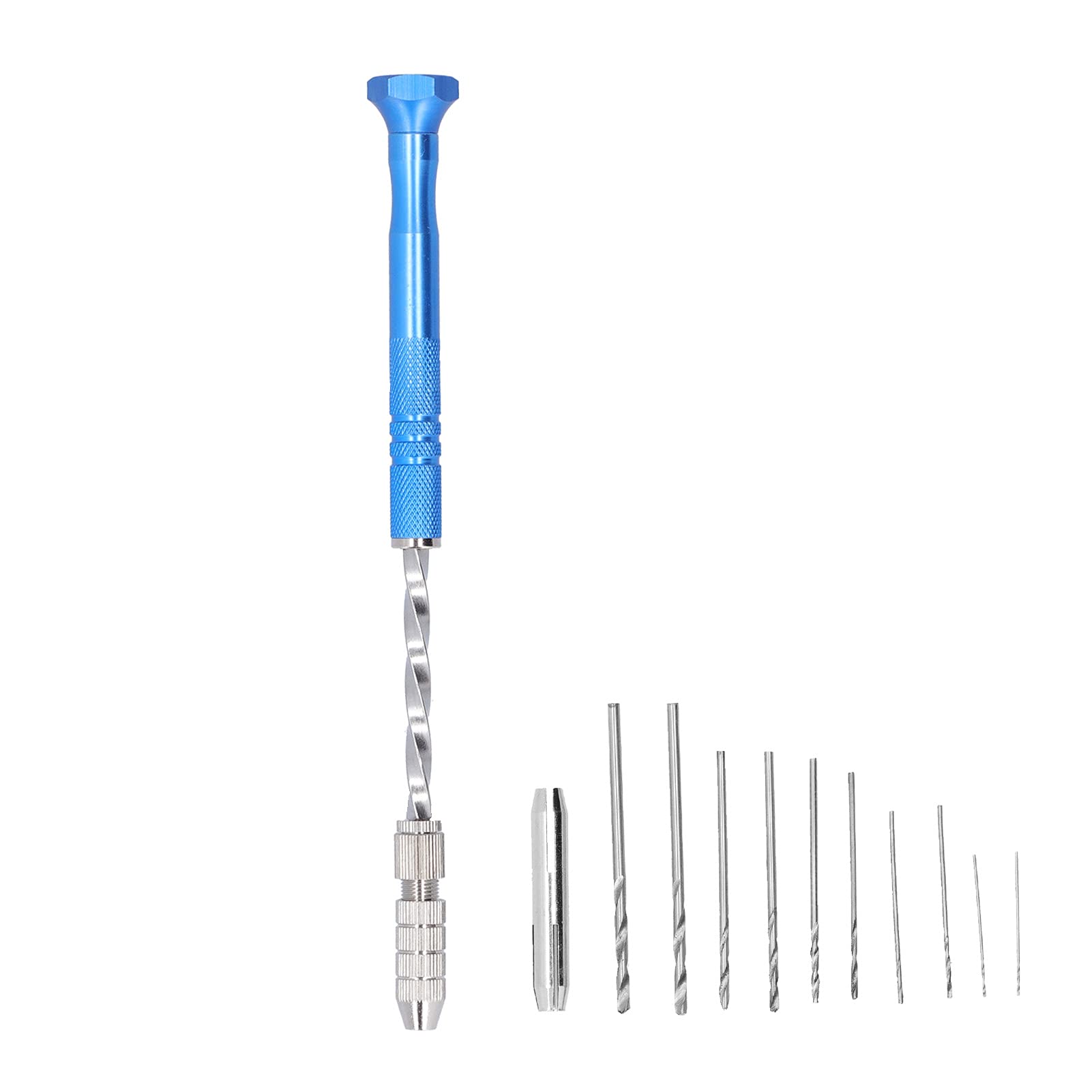 EVTSCAN Hand Drill Jewelry Carving Drill Blue Stainless Steel Punching Drilling Tool for Woodworking