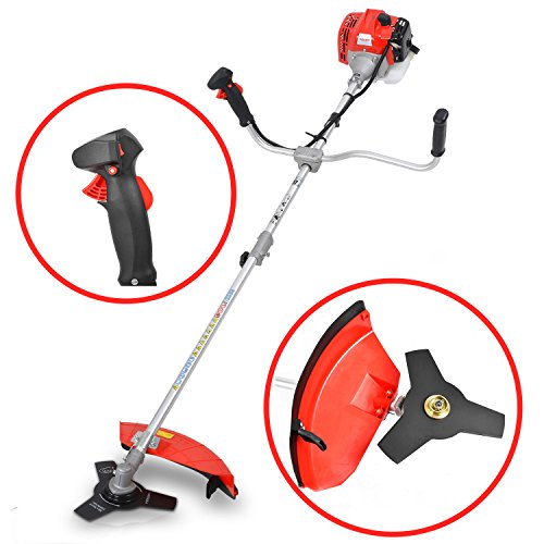 HECHT 2-Takt Benzin Motorsense Freischneider Rasentrimmer mit 3-Zahn Messer 255mm und Doppel Faden Spule 430mm – 0,9 kW… – Bild 3