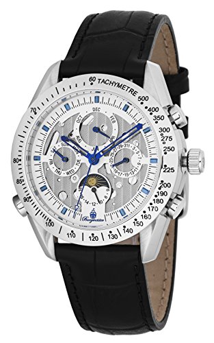 Burgmeister Men's Automatic Stainless Steel and Leather Casual Watch, Color Black (Model: BM354-182)