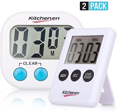 Digital Kitchen Timer with Big Digits and Strong Magnet, Loud Beep. Comes with Additional Timer.