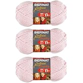 Bernat Softee Chunky 3-Pack Yarn, 2.8oz, Super Bulky 6 Gauge -Baby Pink- Machine Wash &amp; Dry
