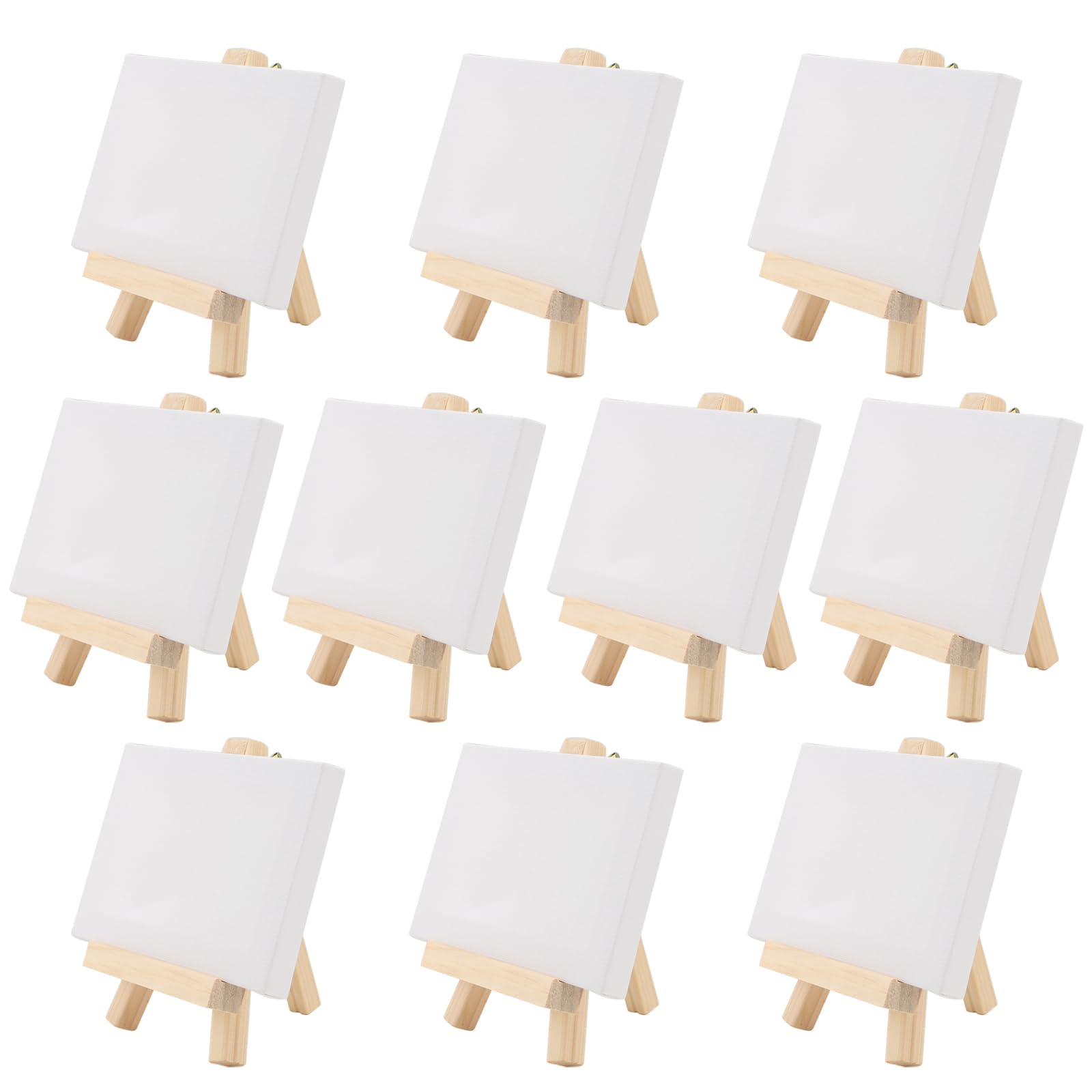 HAKZEON 10 Sets Mini Canvas and Easel Set, 10x15 cm Art Canvas and Wooden Painting Easel for Drawing