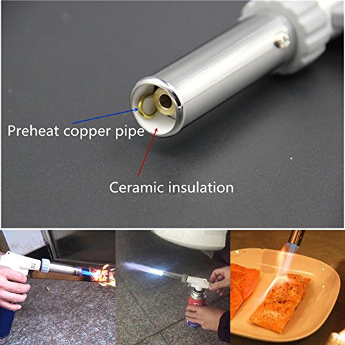 Heyue Metal Flame Gun Welding Gas Torch Lighter Heating Lgnition Butane Portable Camping Welding Gas Torch for crème brûlée DIY Soldering Outdoor BBQ (not include the tank)
