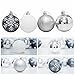 KI Store 2.36-Inch Shatterproof Christmas Tree Decoration Ball Set, Gray and White