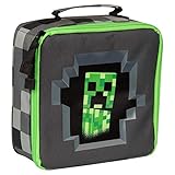 JINX Minecraft Creepy Creeper Insulated Kids School Lunch Box, Gray/Black, 8.5 inch x 8.5 inch x 4 inch