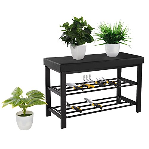 SONGMICS 32" Metal Shoe Bench 2Tier Shoe Rack Entryway Hallway Storage